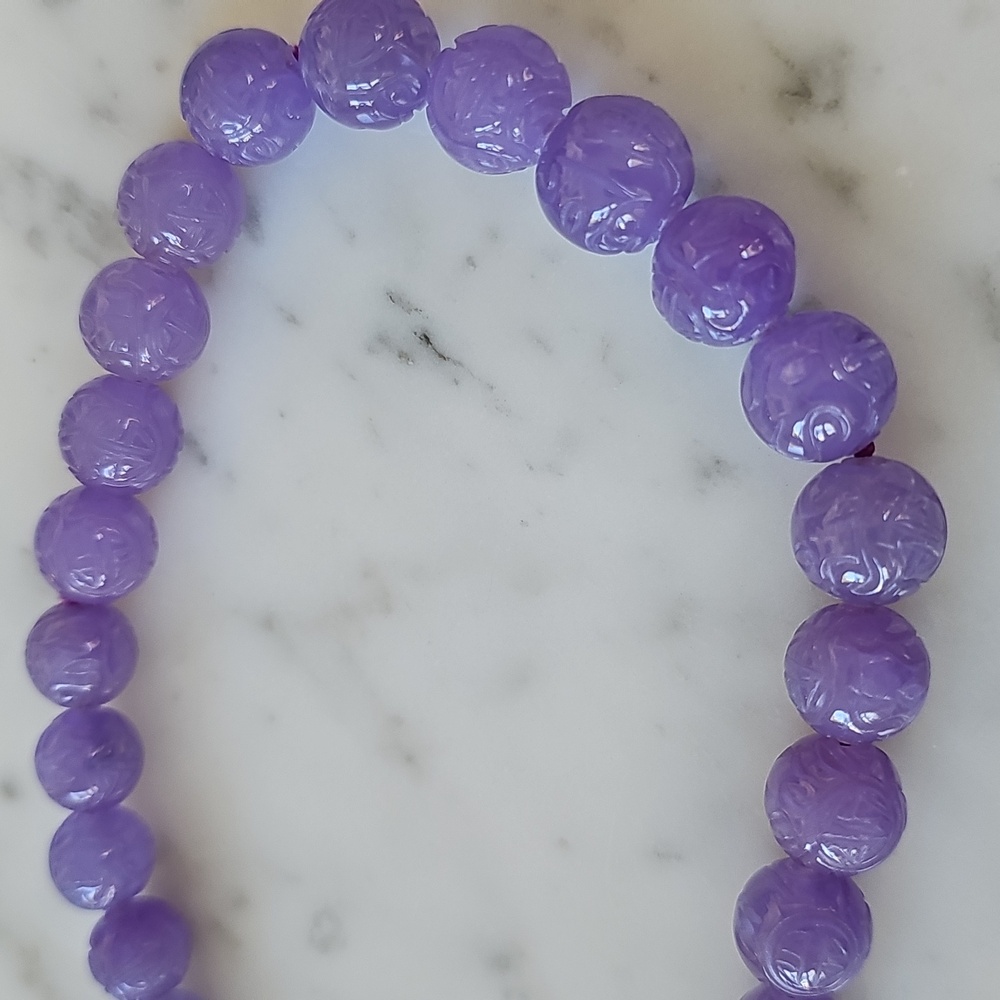 🪻HP🪻Lavender Jade Hand-Knotted Necklace 925 Chain - Picture 12 of 14